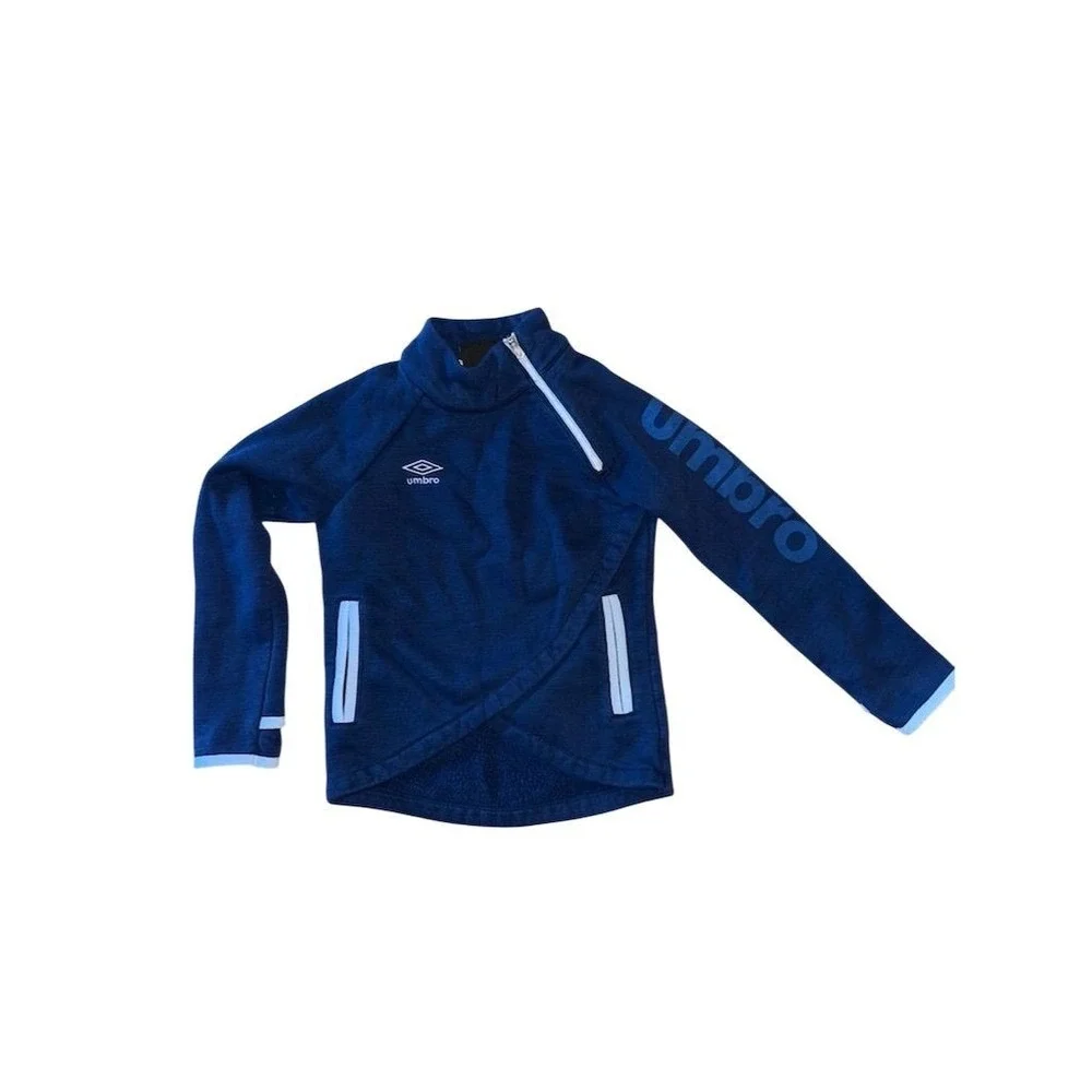Umbro Youth Asymmetrical Pullover Jacket Blue Size XS 4/5 soccer‎ Classic FIFA